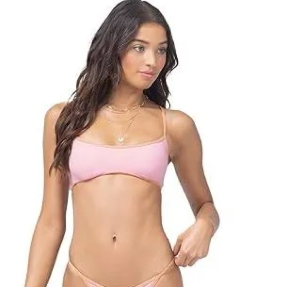 New L*Space Pamela Bikini Top Women's Crystal Pink-Tangy Size Xl